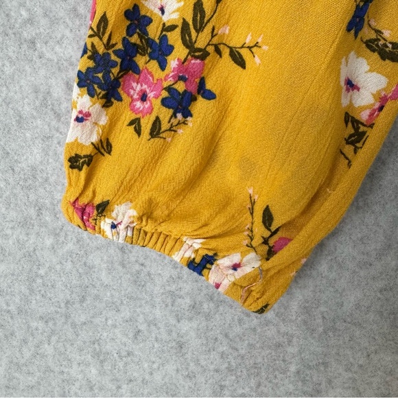 Old Navy Womens Dress Size Medium Tiered Yellow Floral Long Sleeves Boho READ - Picture 4 of 14